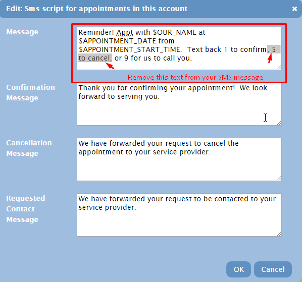 Appointment Reminder Remove Option 2
