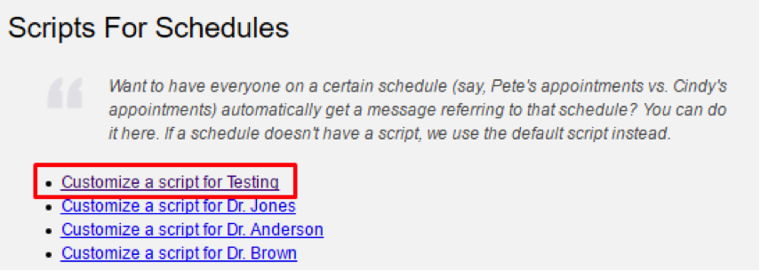 Appointment Reminder Scripts for Schedules 1